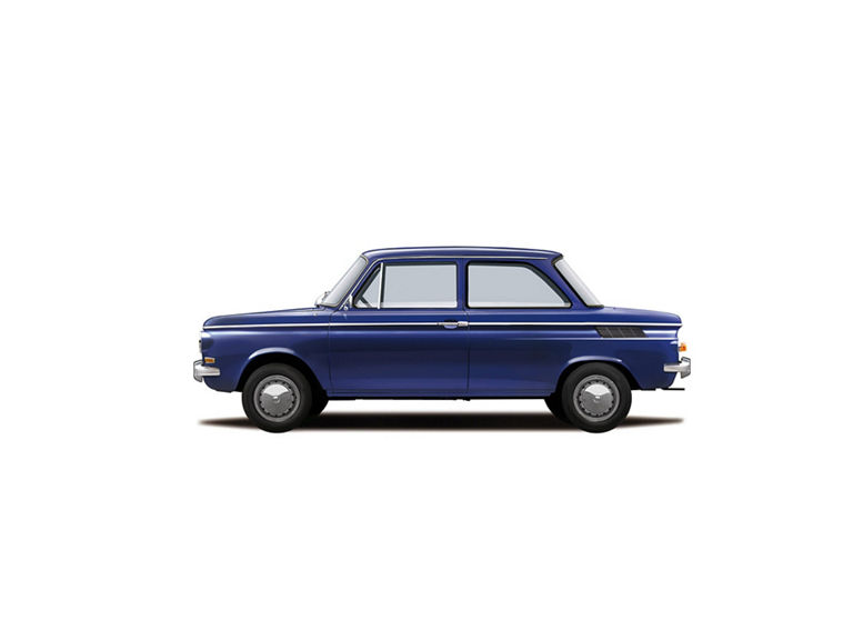 Illustration eines blauen NSU Prinz vor weißem Hintergrund